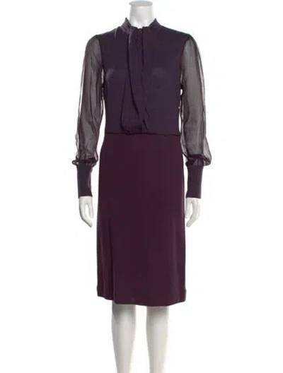 Pre-owned Tory Burch Merino Wool Midi Length Dress In Purple