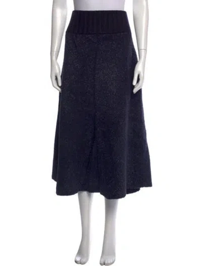 Pre-owned Tory Burch Merino Wool Midi Length Skirt In Blue/metallic