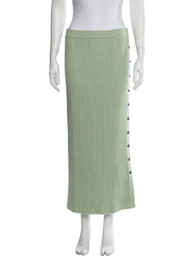 Pre-owned Tory Burch Merino Wool Midi Length Skirt In Green