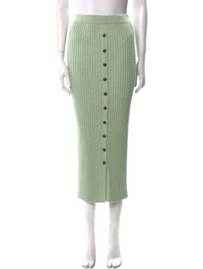 Pre-owned Tory Burch Merino Wool Midi Length Skirt In Green