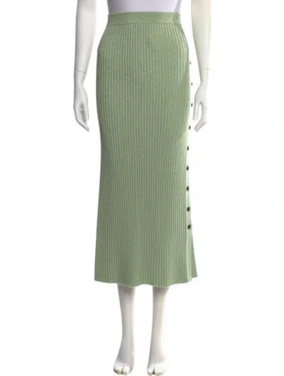 Pre-owned Tory Burch Merino Wool Midi Length Skirt In Green