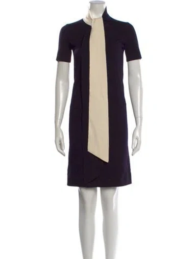 Pre-owned Tory Burch Merino Wool Mini Dress In Black
