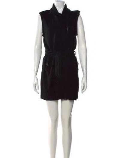 Pre-owned Tory Burch Merino Wool Mini Dress In Black