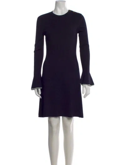 Pre-owned Tory Burch Merino Wool Mini Dress In Blue