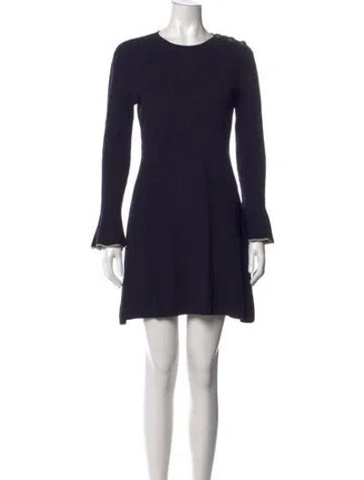 Pre-owned Tory Burch Merino Wool Mini Dress In Blue