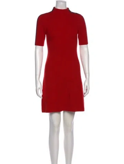 Pre-owned Tory Burch Merino Wool Mini Dress In Red