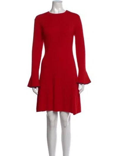 Pre-owned Tory Burch Merino Wool Mini Dress In Red