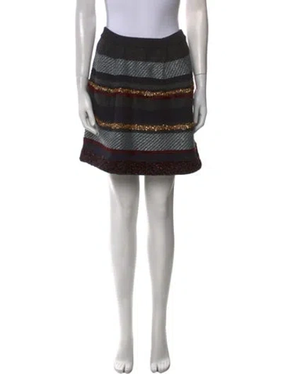 Pre-owned Tory Burch Merino Wool Mini Skirt In Blue