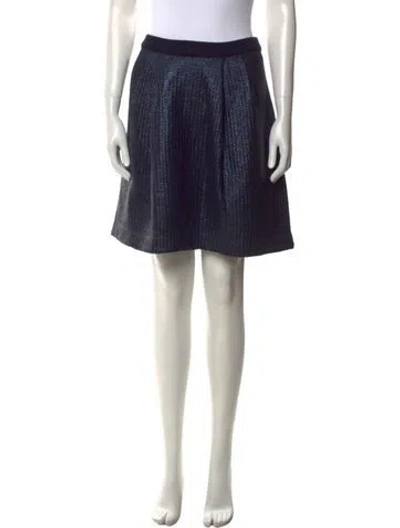 Pre-owned Tory Burch Merino Wool Mini Skirt In Blue