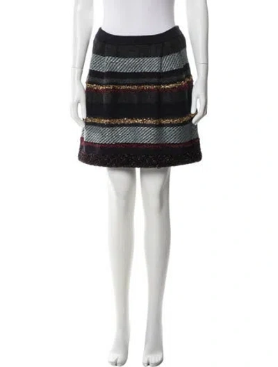 Pre-owned Tory Burch Merino Wool Mini Skirt In Blue