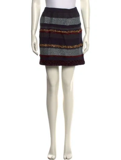 Pre-owned Tory Burch Merino Wool Mini Skirt In Neutral