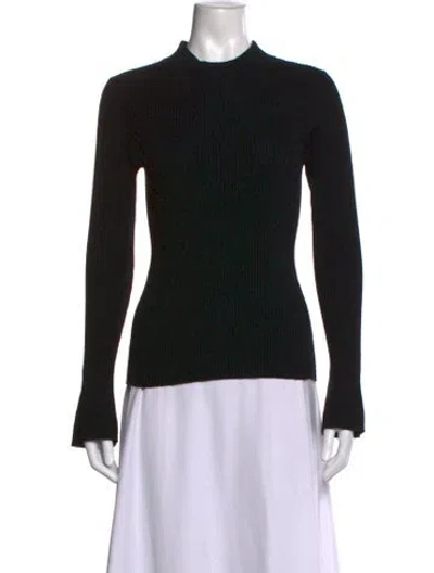 Pre-owned Tory Burch Merino Wool Mock Neck Sweater In Black