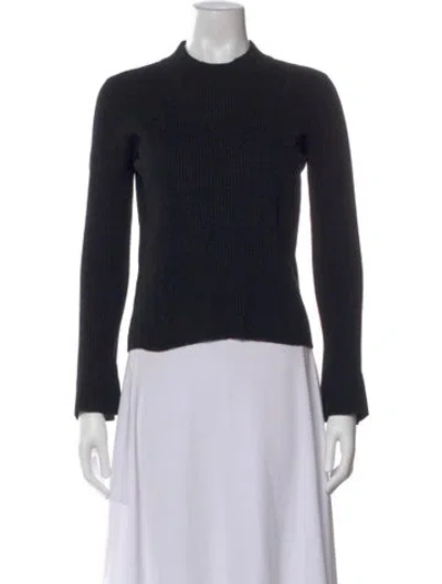 Pre-owned Tory Burch Merino Wool Mock Neck Sweater In Blue