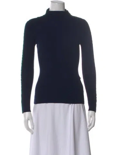 Pre-owned Tory Burch Merino Wool Mock Neck Sweater In Multi