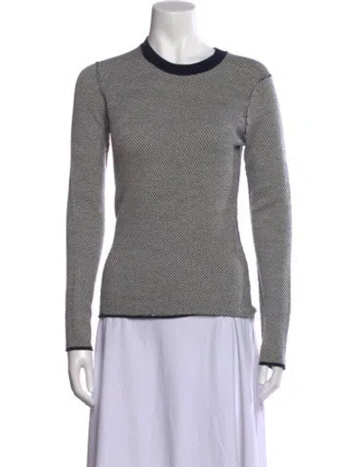Pre-owned Tory Burch Merino Wool Patterned Sweater In Black
