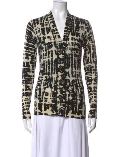Pre-owned Tory Burch Merino Wool Patterned Sweater In Neutral