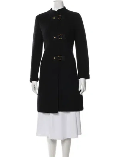 Pre-owned Tory Burch Merino Wool Peacoat In Black