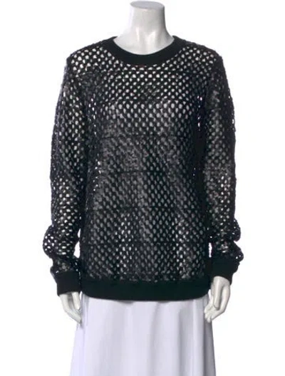 Pre-owned Tory Burch Merino Wool Polka Dot Print Blouse In Black
