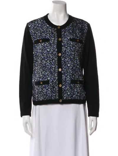 Pre-owned Tory Burch Merino Wool Printed Evening Jacket In Multi