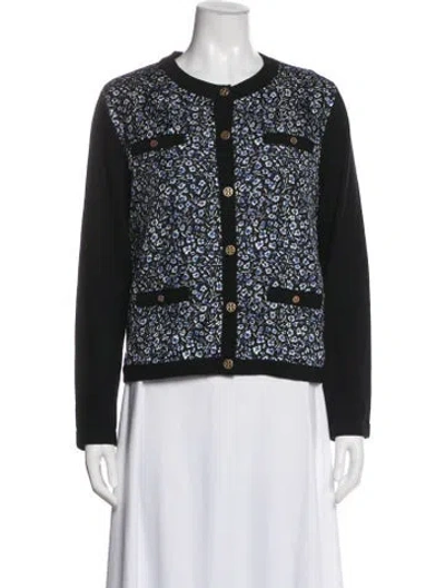 Pre-owned Tory Burch Merino Wool Printed Evening Jacket In Multi