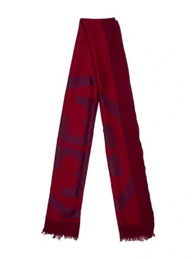 Pre-owned Tory Burch Merino Wool Printed Scarf In Purple