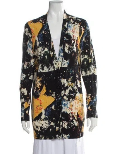 Pre-owned Tory Burch Merino Wool Printed Sweater In Black