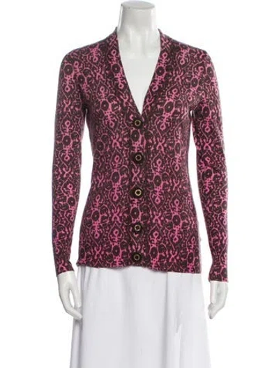 Pre-owned Tory Burch Merino Wool Printed Sweater In Multi