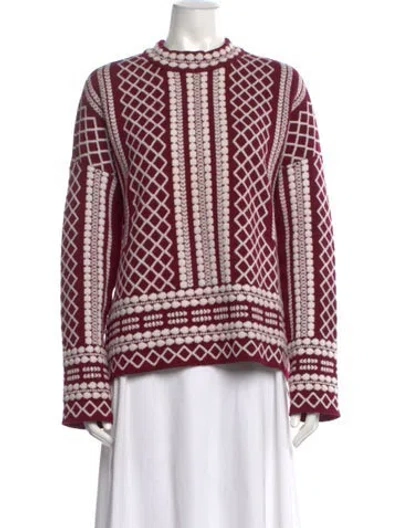 Pre-owned Tory Burch Merino Wool Printed Sweater In Multi