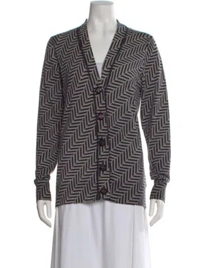 Pre-owned Tory Burch Merino Wool Printed Sweater In Multi
