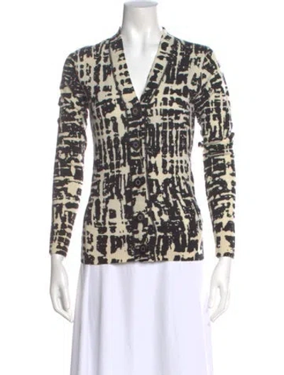Pre-owned Tory Burch Merino Wool Printed Sweater In Neutral