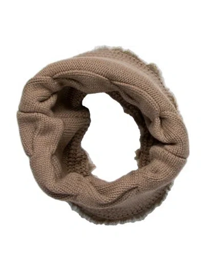 Pre-owned Tory Burch Merino Wool Scarf In Neutral
