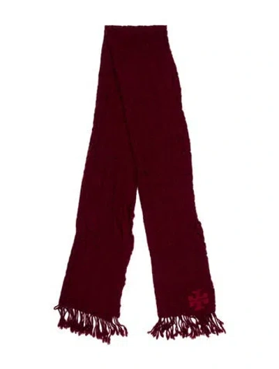 Pre-owned Tory Burch Merino Wool Scarf In Red