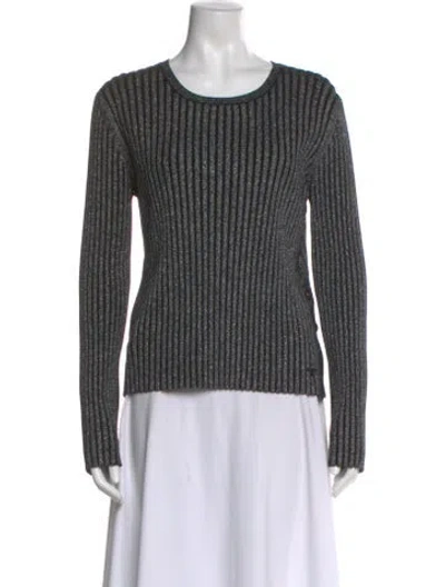 Pre-owned Tory Burch Merino Wool Scoop Neck Sweater In Black