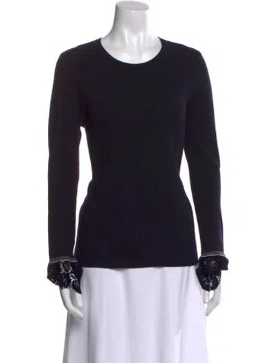 Pre-owned Tory Burch Merino Wool Scoop Neck Sweater In Black