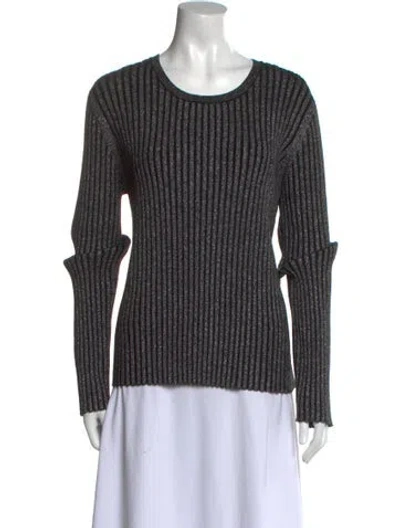 Pre-owned Tory Burch Merino Wool Scoop Neck Sweater In Black