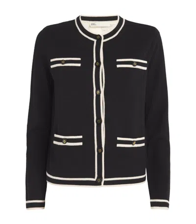 Tory Burch Black Merino Wool Cardigan