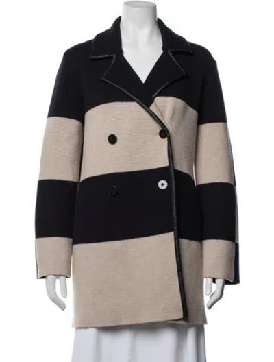Pre-owned Tory Burch Merino Wool Striped Jacket In Neutrals