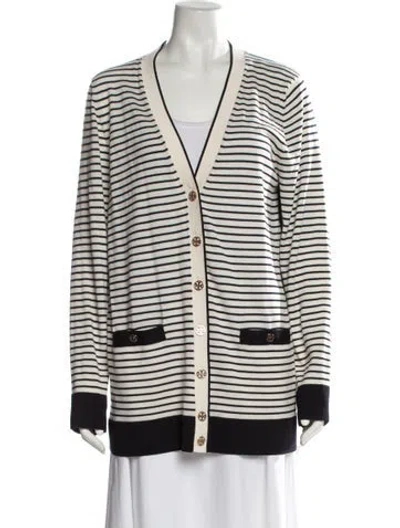 Pre-owned Tory Burch Merino Wool Striped Sweater