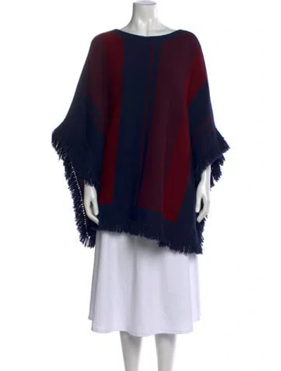 Pre-owned Tory Burch Merino Wool Striped Sweater In Blue