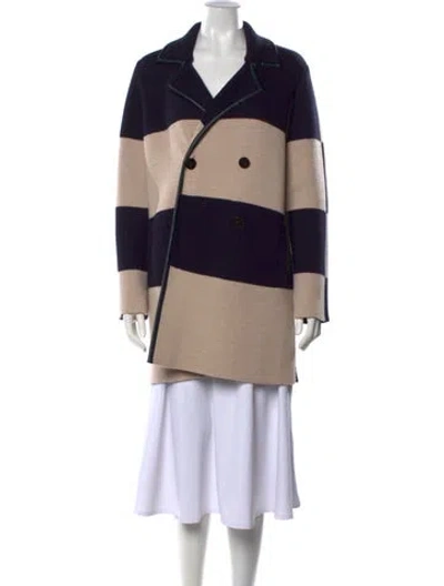Pre-owned Tory Burch Merino Wool Striped Sweater In Neutrals