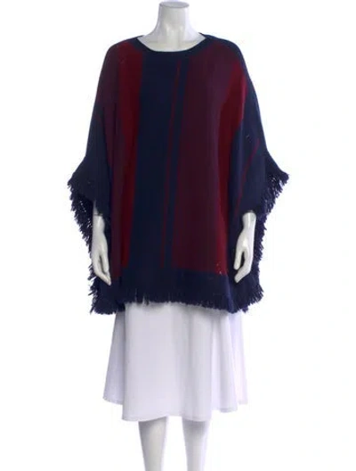 Pre-owned Tory Burch Merino Wool Striped Sweater In Red