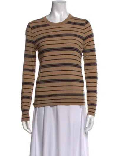 Pre-owned Tory Burch Merino Wool Striped Top In Neutrals