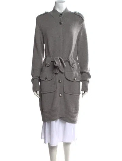 Pre-owned Tory Burch Merino Wool Sweater In Grey