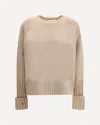 Tory Burch Sweater With A Round Neck In Merino Wool In Neutral
