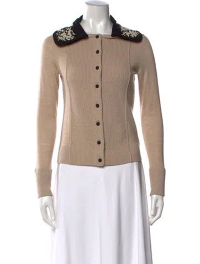 Pre-owned Tory Burch Merino Wool Sweater In Neutral