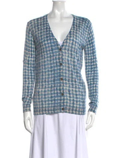 Pre-owned Tory Burch Merino Wool Tie-dye Print Sweater In Blue