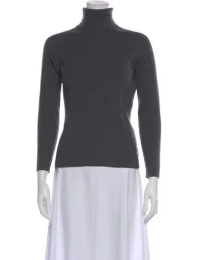 Pre-owned Tory Burch Merino Wool Turtleneck Sweater In Gray
