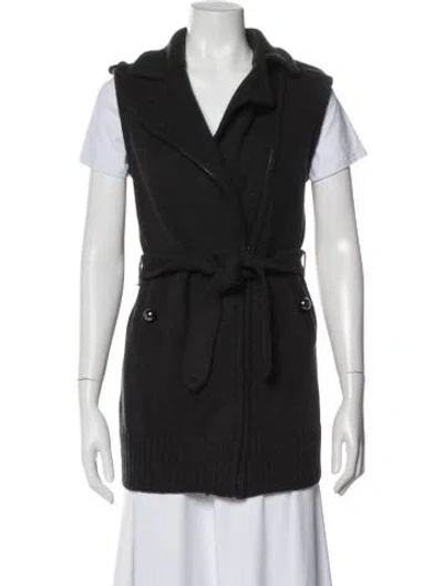 Pre-owned Tory Burch Merino Wool Vest In Black