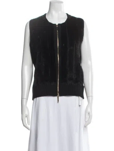 Pre-owned Tory Burch Merino Wool Vest In Black