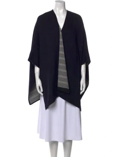 Pre-owned Tory Burch Merino Wool V-neck Sweater In Blue